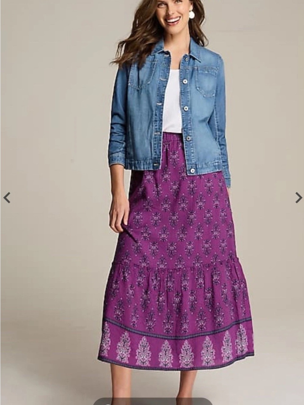 J Jill 100% Cotton Tiered Floral Midi Skirt XL Tall